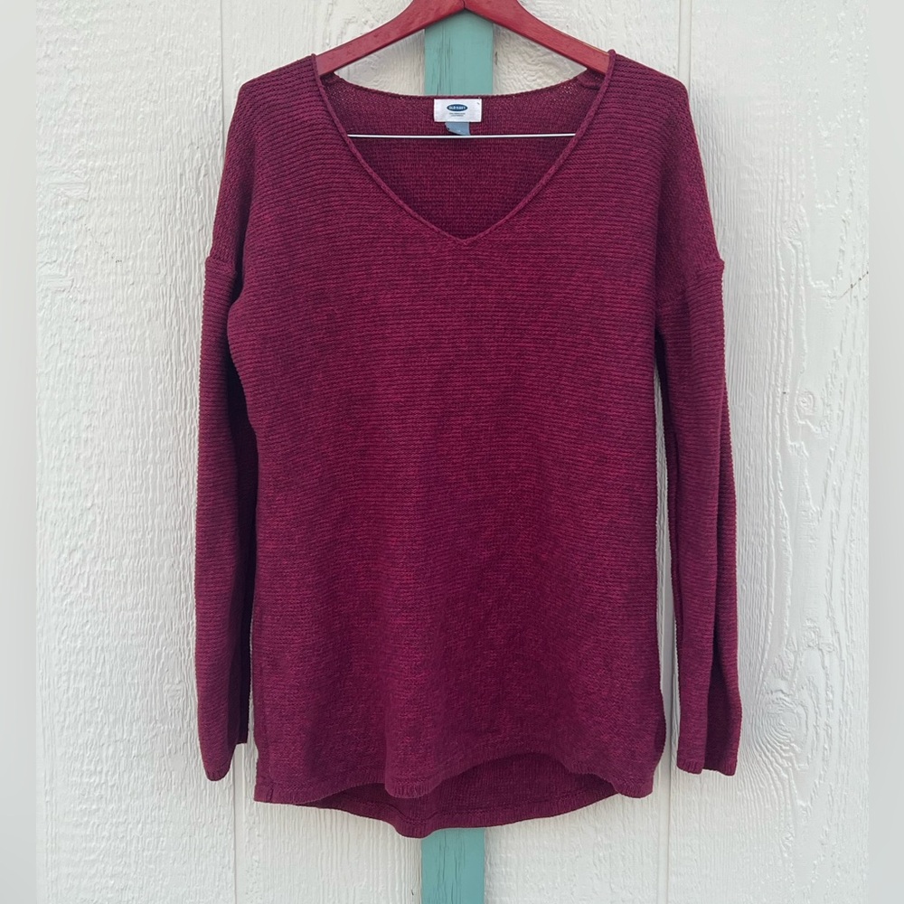 100% Cotton Old Navy V Neck Sweater Tunic Marled Size M